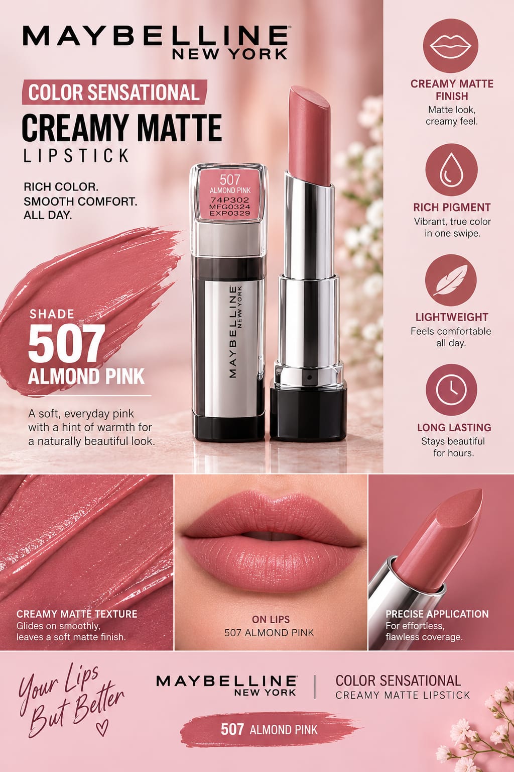 Maybelline New York Color Sensational Creamy Matte Lipstick 3.9g