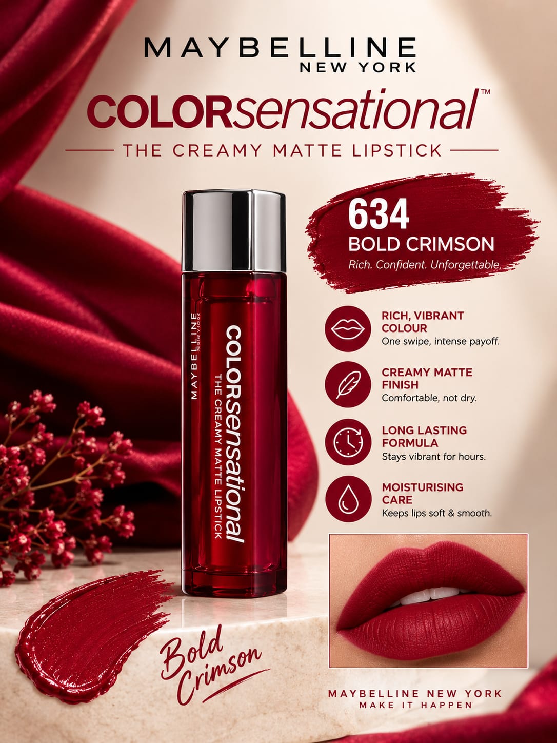 Maybelline New York Color Sensational Creamy Matte Lipstick 3.9g