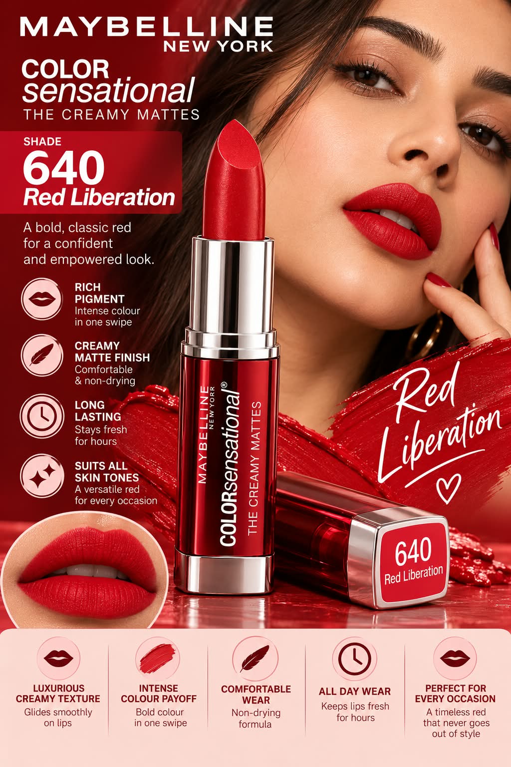 Maybelline New York Color Sensational Creamy Matte Lipstick 3.9g