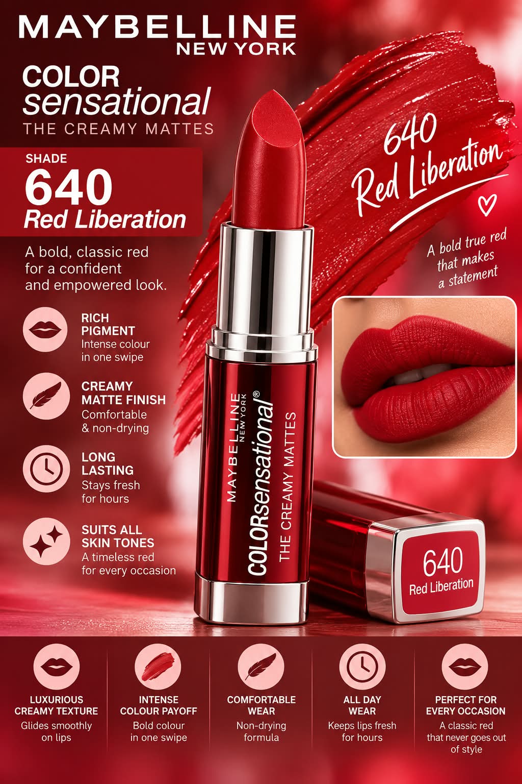 Maybelline New York Color Sensational Creamy Matte Lipstick 3.9g