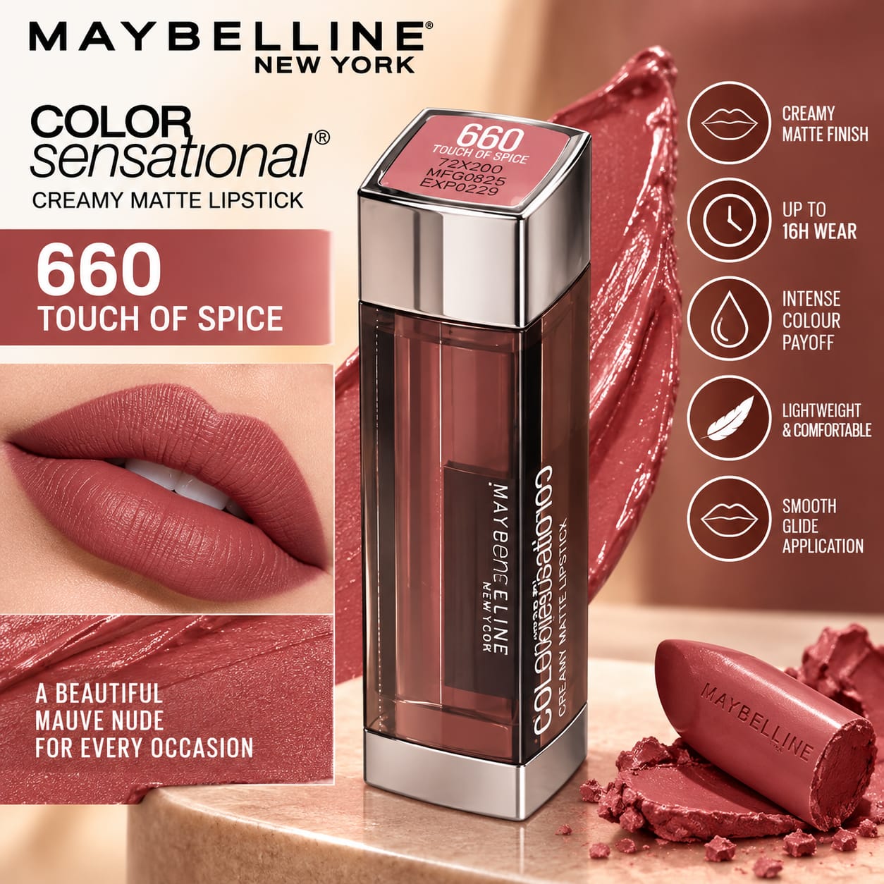 Maybelline New York Color Sensational Creamy Matte Lipstick 3.9g