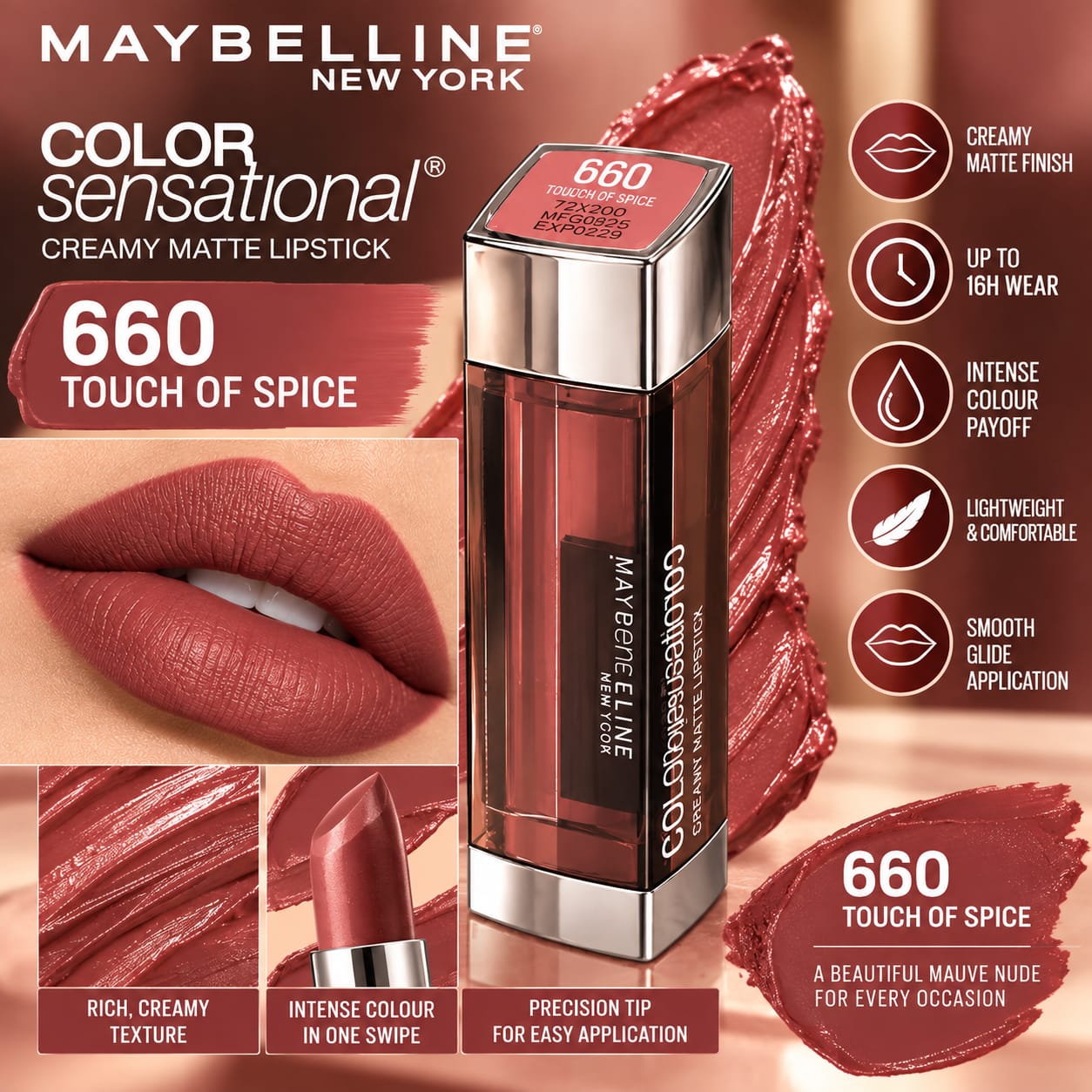 Maybelline New York Color Sensational Creamy Matte Lipstick 3.9g