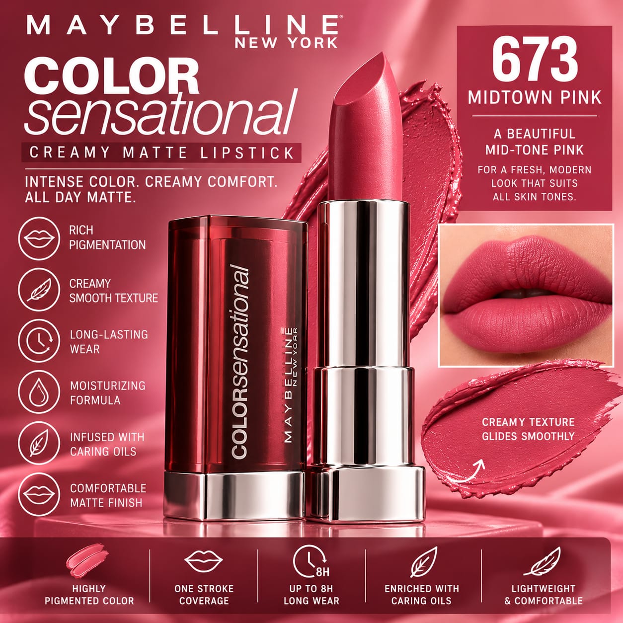 Maybelline New York Color Sensational Creamy Matte Lipstick 3.9g