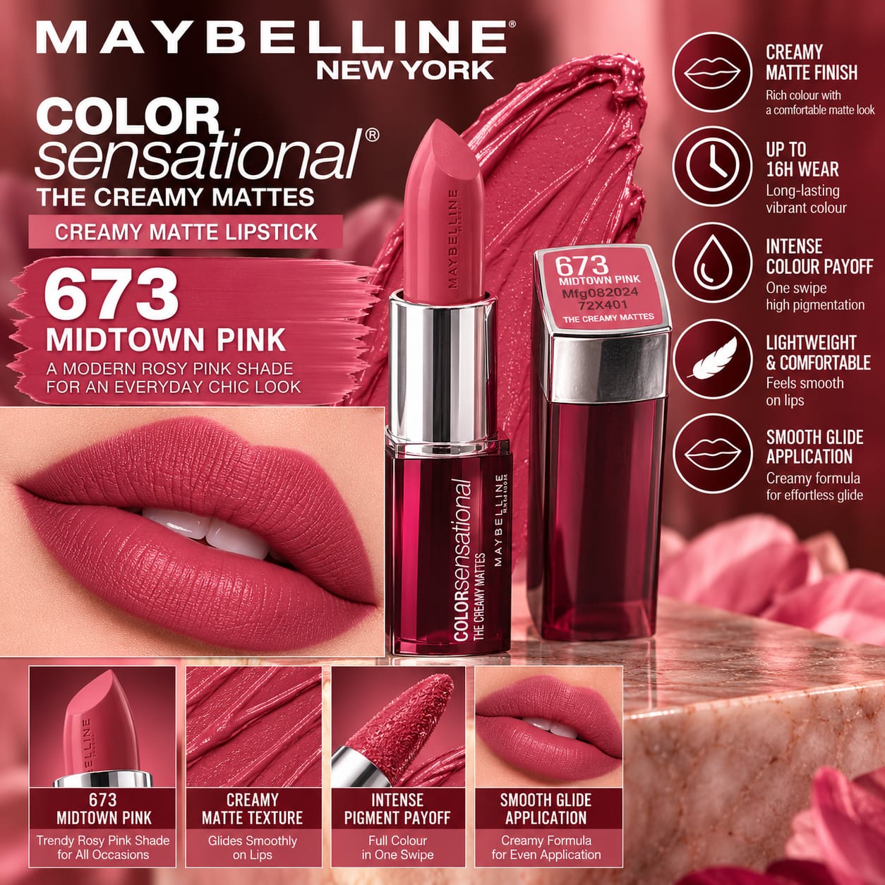 Maybelline New York Color Sensational Creamy Matte Lipstick 3.9g