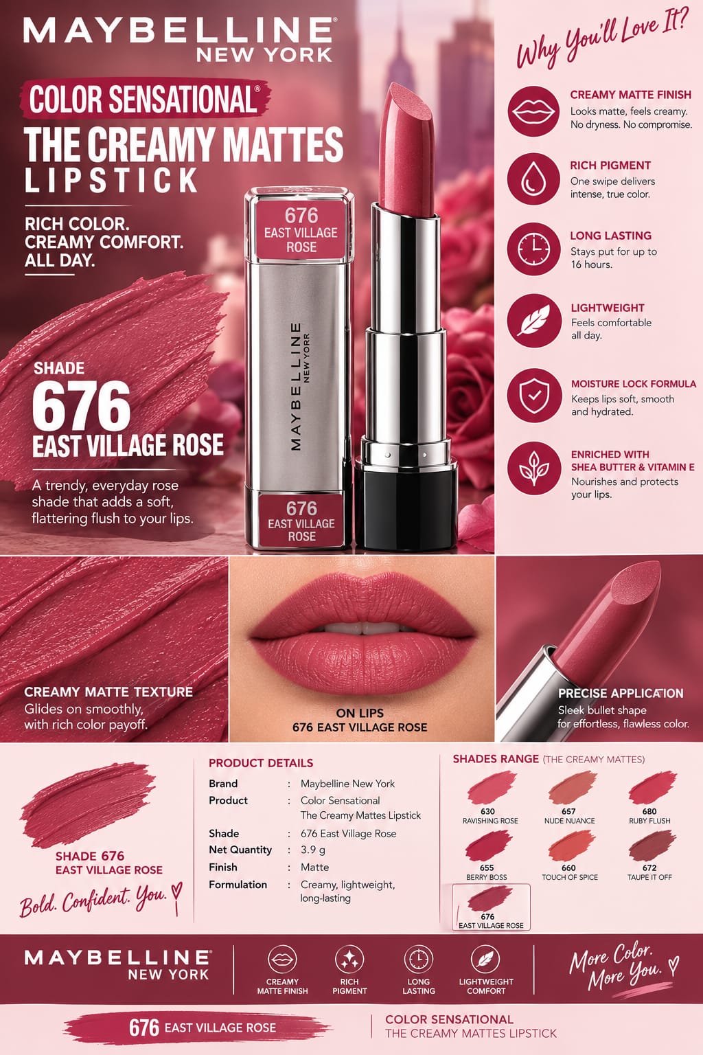 Maybelline New York Color Sensational Creamy Matte Lipstick 3.9g