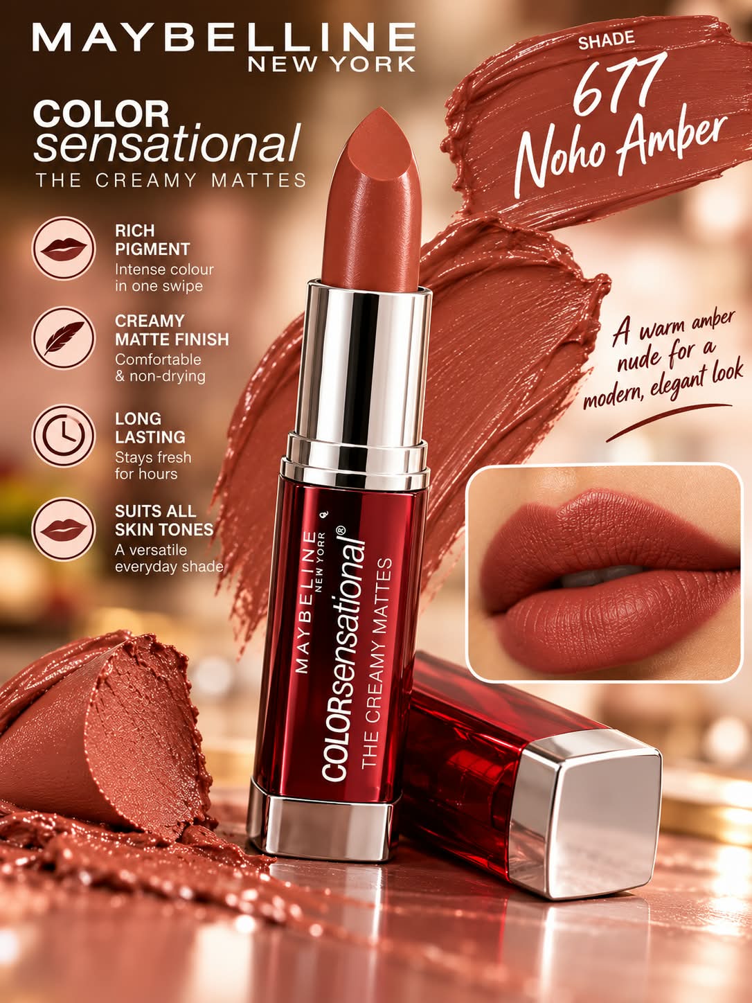 Maybelline New York Color Sensational Creamy Matte Lipstick 3.9g
