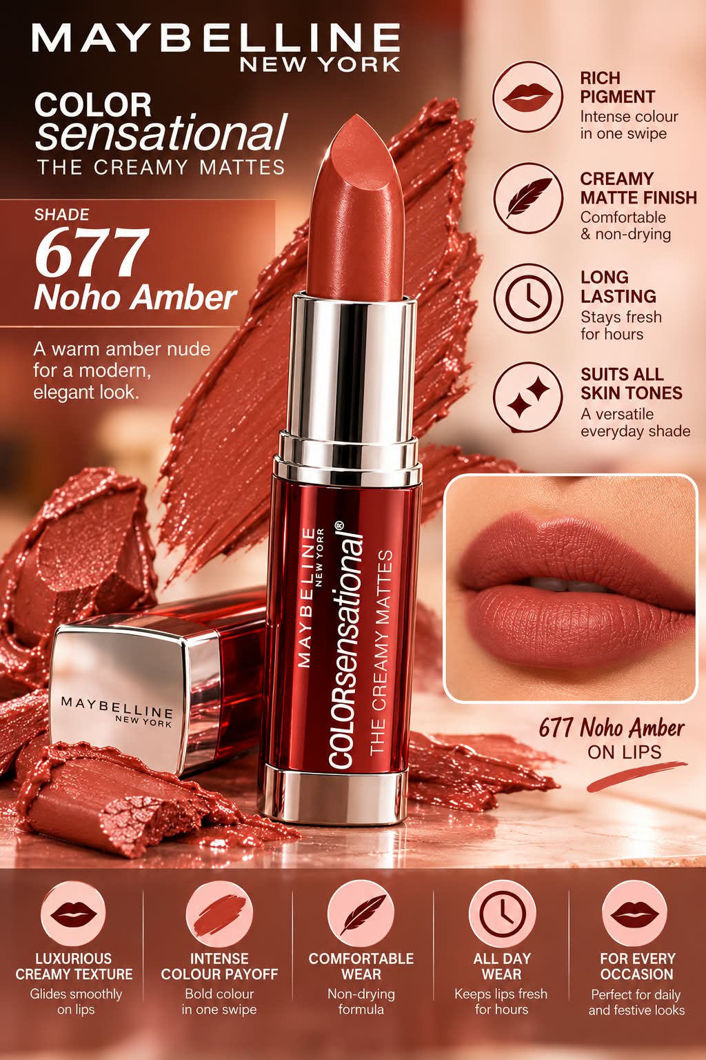Maybelline New York Color Sensational Creamy Matte Lipstick 3.9g