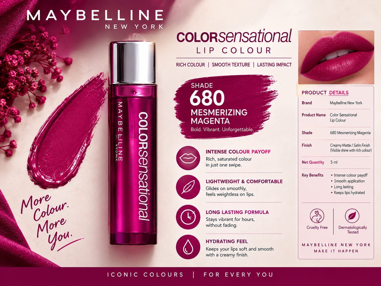 Maybelline New York Color Sensational Creamy Matte Lipstick 3.9g