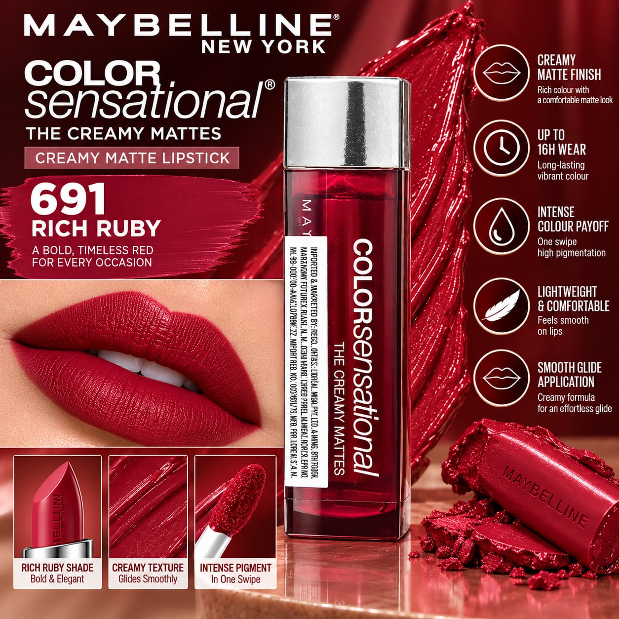 Maybelline New York Color Sensational Creamy Matte Lipstick 3.9g