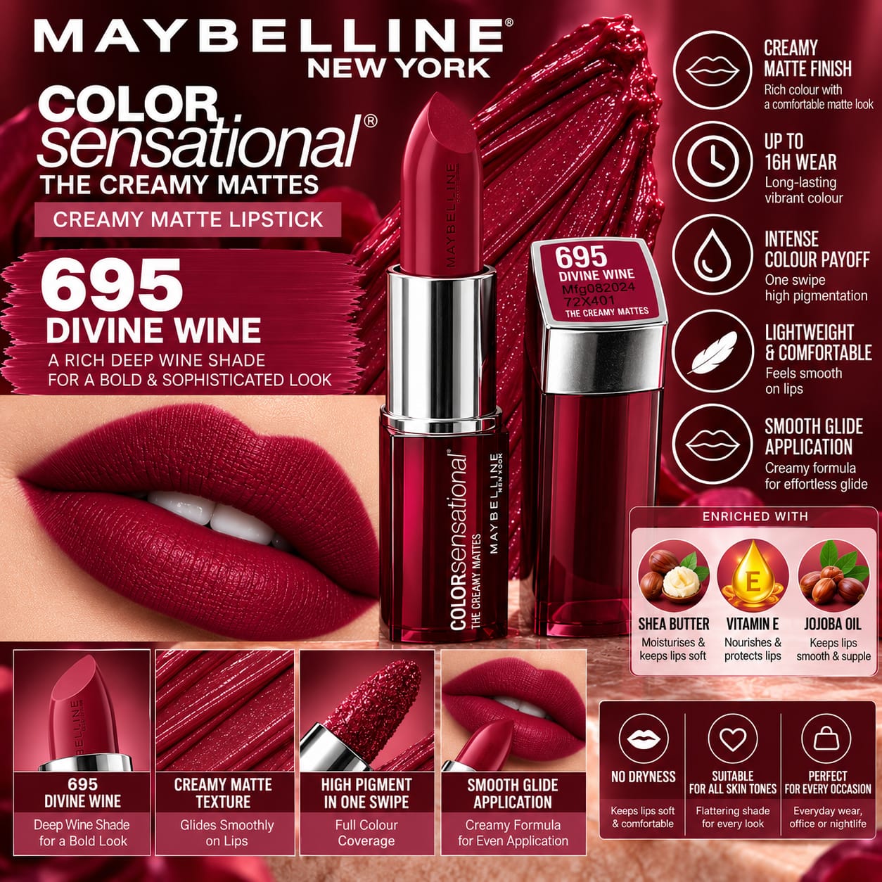 Maybelline New York Color Sensational Creamy Matte Lipstick 3.9g