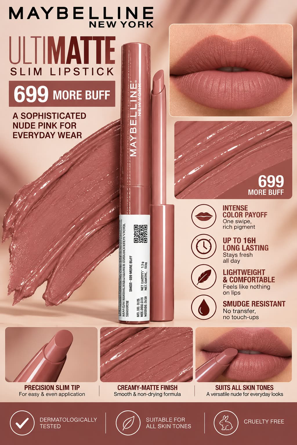 Maybelline New York Color Sensational Ultimattes Lipstick, Matte Finish