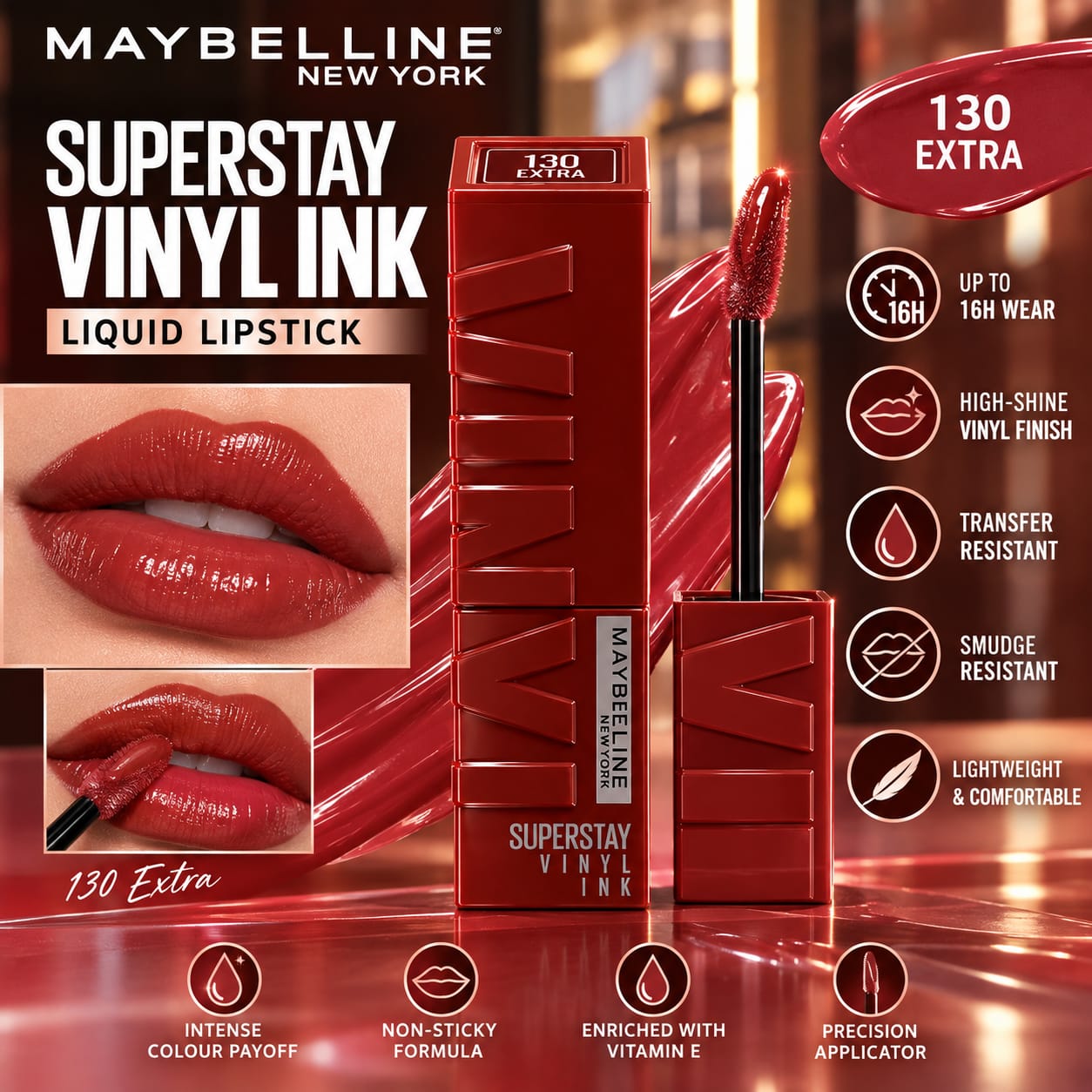 Maybelline New York Super Stay Vinyl Ink Liquid Lipstick, Instant Shine Lasts Up To 16H
