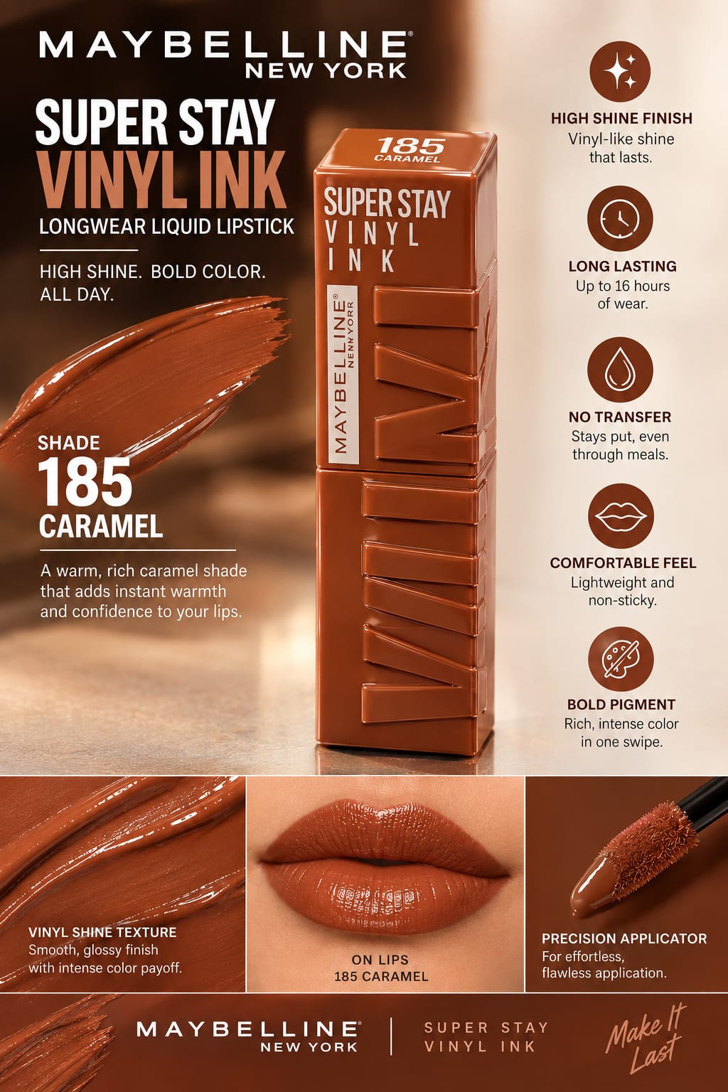 Maybelline New York Super Stay Vinyl Ink Liquid Lipstick, Instant Shine Lasts Up To 16H