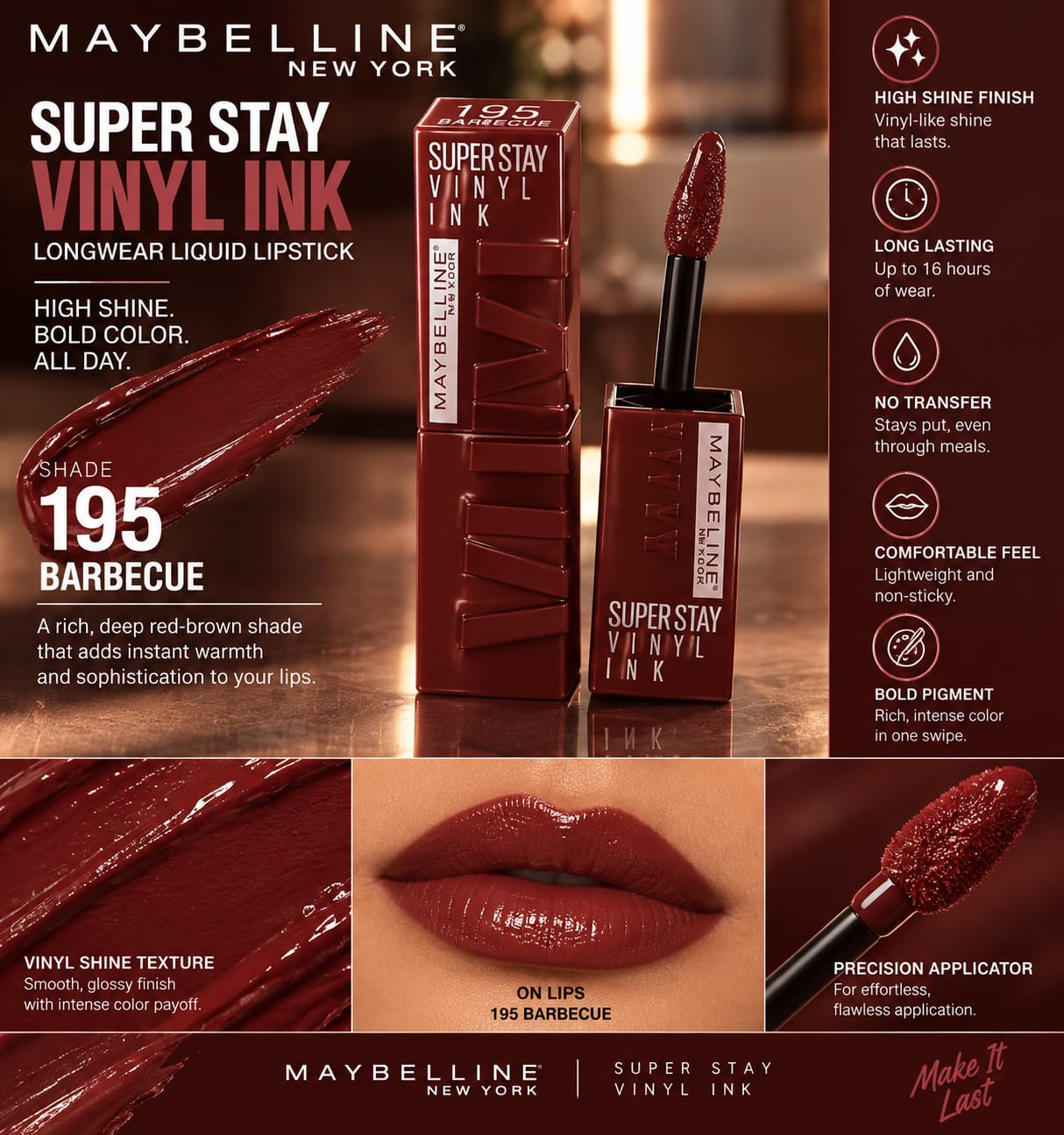 Maybelline New York Super Stay Vinyl Ink Liquid Lipstick, Instant Shine Lasts Up To 16H