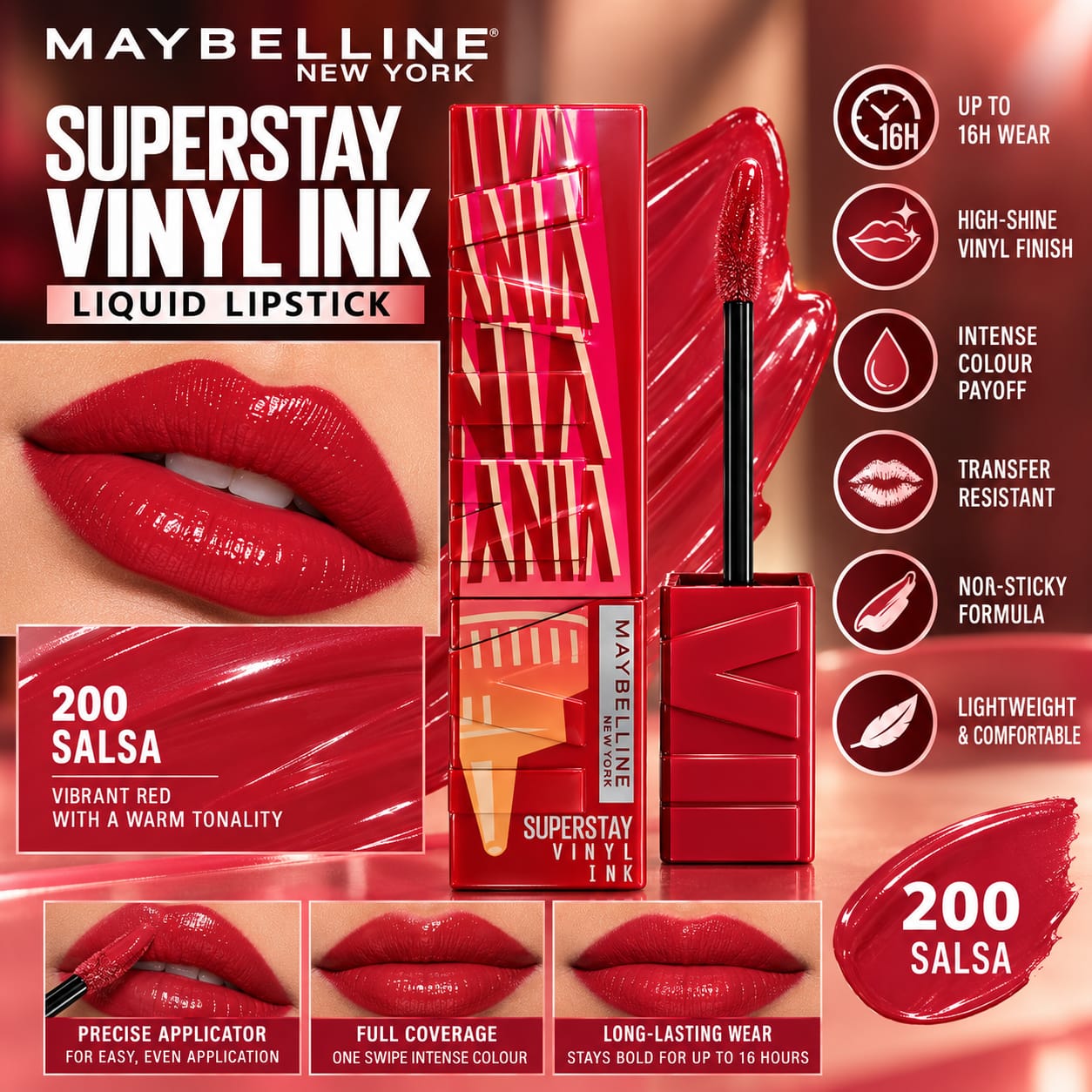 Maybelline New York Super Stay Vinyl Ink Liquid Lipstick, Instant Shine Lasts Up To 16H