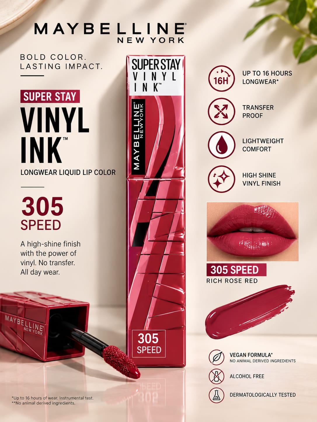 Maybelline New York Super Stay Vinyl Ink Liquid Lipstick, Instant Shine Lasts Up To 16H