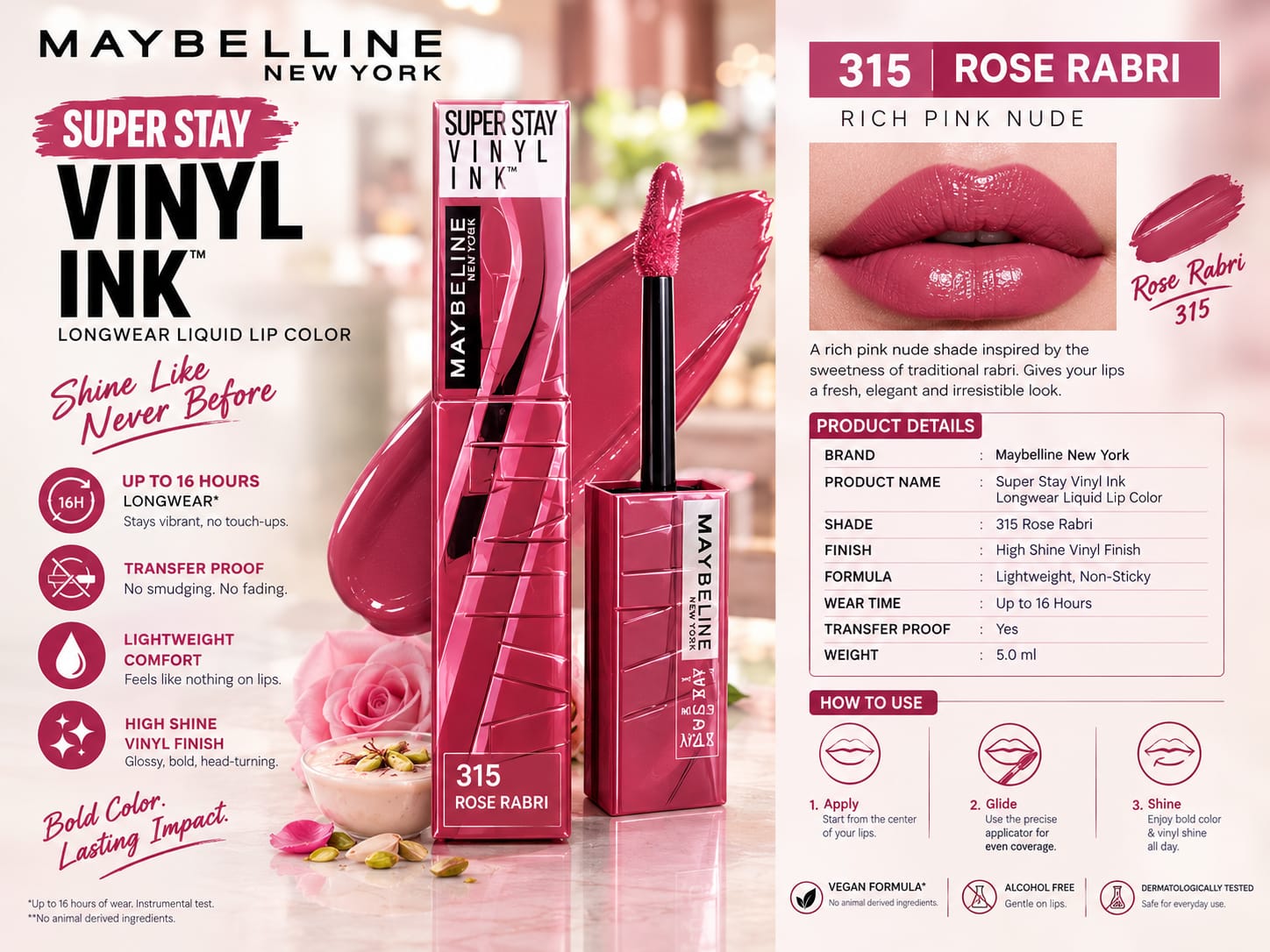 Maybelline New York Super Stay Vinyl Ink Liquid Lipstick, Instant Shine Lasts Up To 16H