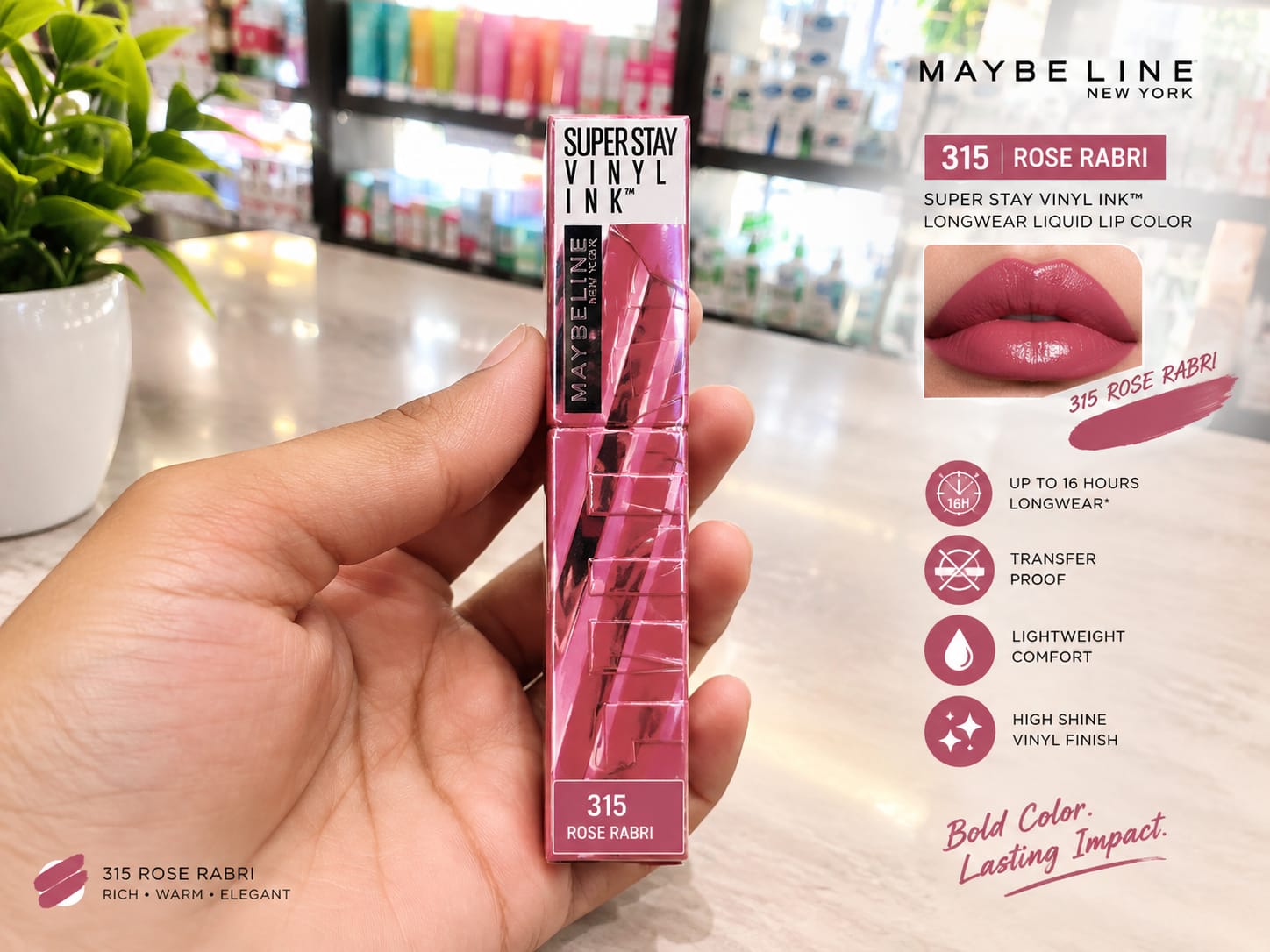 Maybelline New York Super Stay Vinyl Ink Liquid Lipstick, Instant Shine Lasts Up To 16H