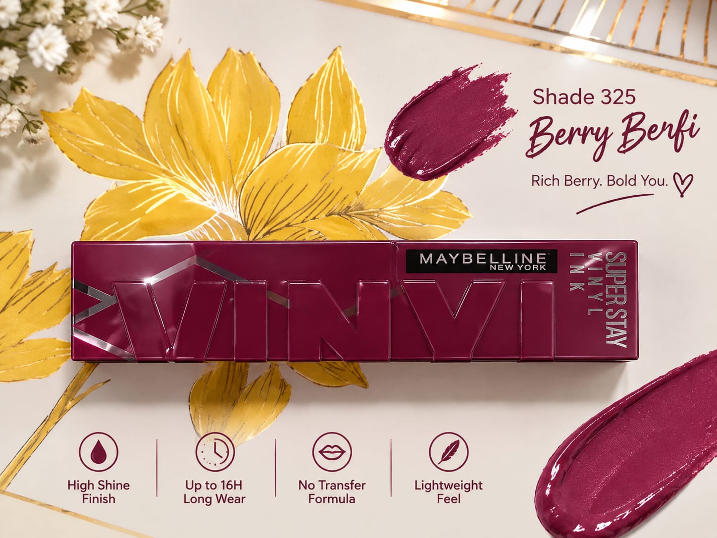 Maybelline New York Super Stay Vinyl Ink Liquid Lipstick, Instant Shine Lasts Up To 16H