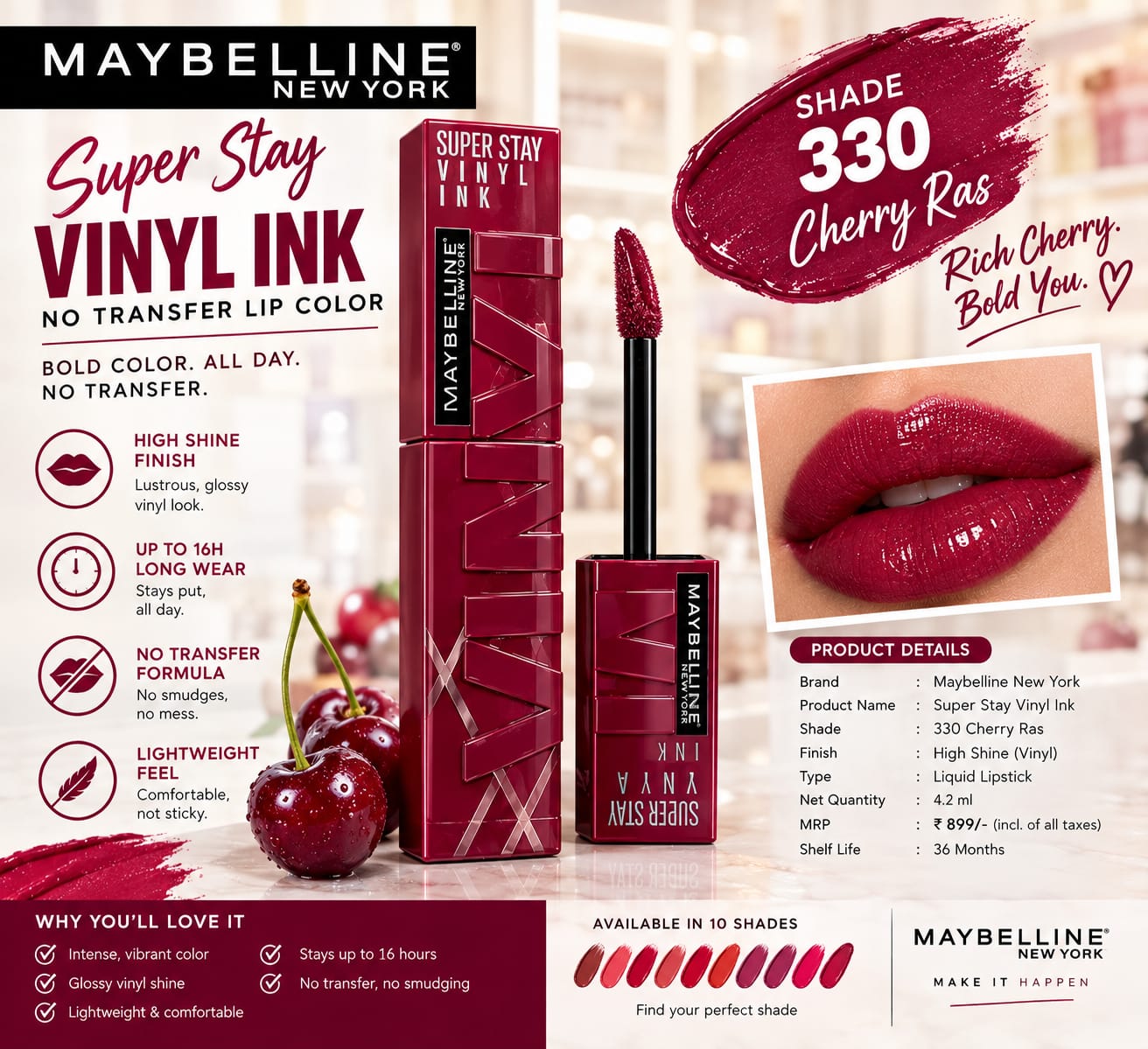 Maybelline New York Super Stay Vinyl Ink Liquid Lipstick, Instant Shine Lasts Up To 16H