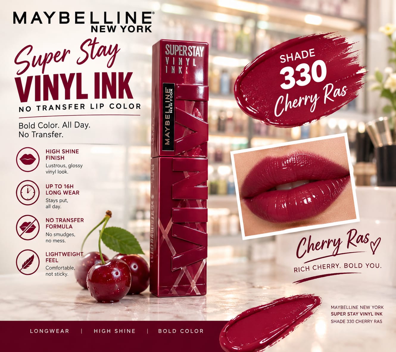 Maybelline New York Super Stay Vinyl Ink Liquid Lipstick, Instant Shine Lasts Up To 16H