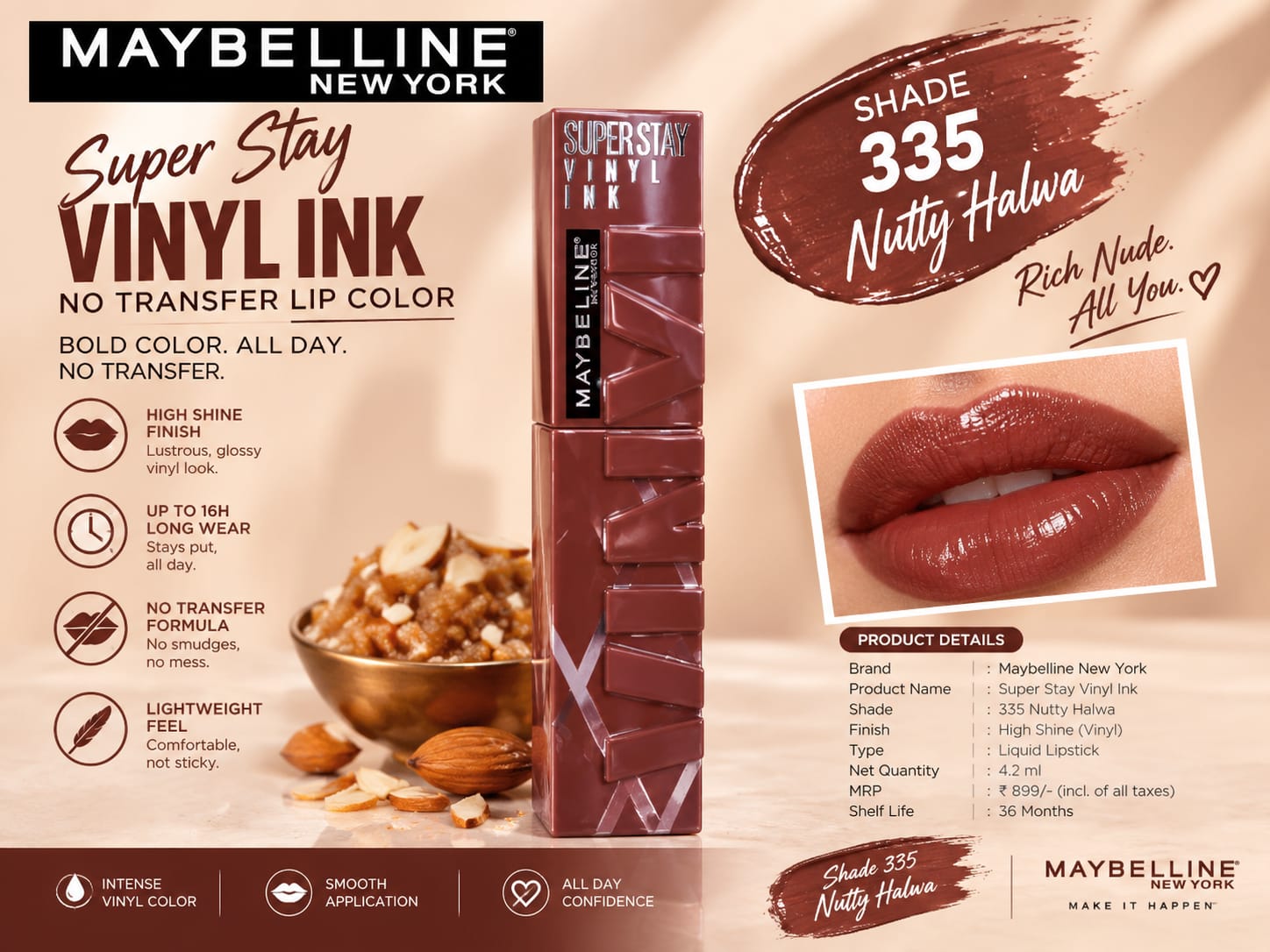 Maybelline New York Super Stay Vinyl Ink Liquid Lipstick, Instant Shine Lasts Up To 16H