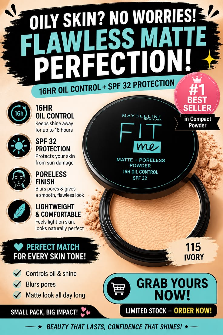 Maybelline New York Fit Me Matte + Poreless Pressed Powder, Lightweight - Buff Beige 130