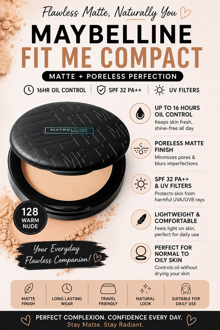 Maybelline New York Fit Me Matte + Poreless Pressed Powder, Lightweight - Buff Beige 130