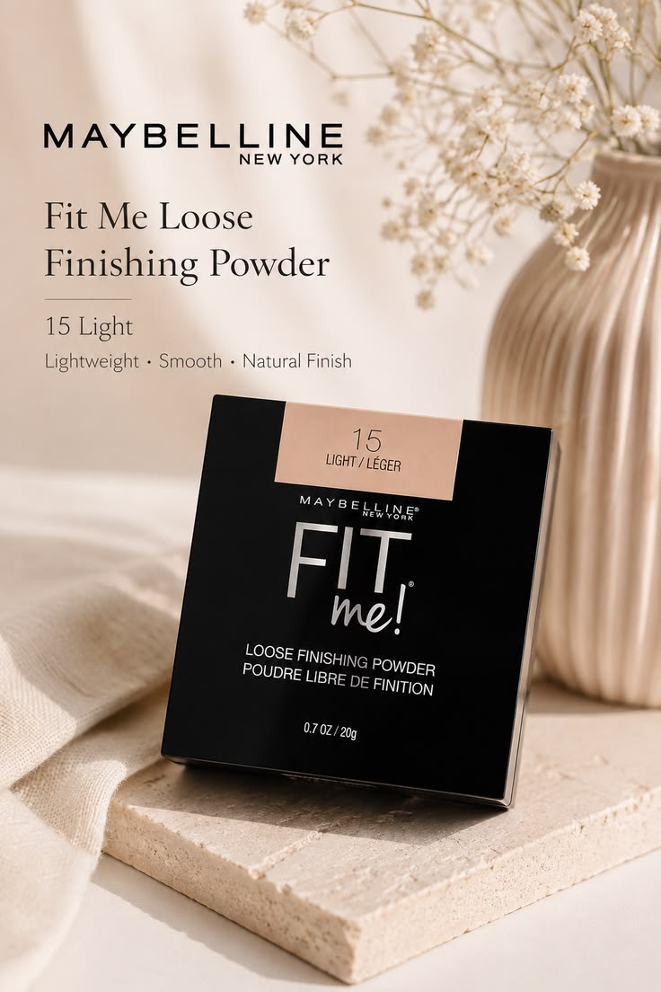 Maybelline New York Fit Me Loose Finishing Powder, Silky and Lightweight, Natural-looking beautiful skin, Quick blendable skin-friendly flawless makeup Loose Powder - Medium|20 grams