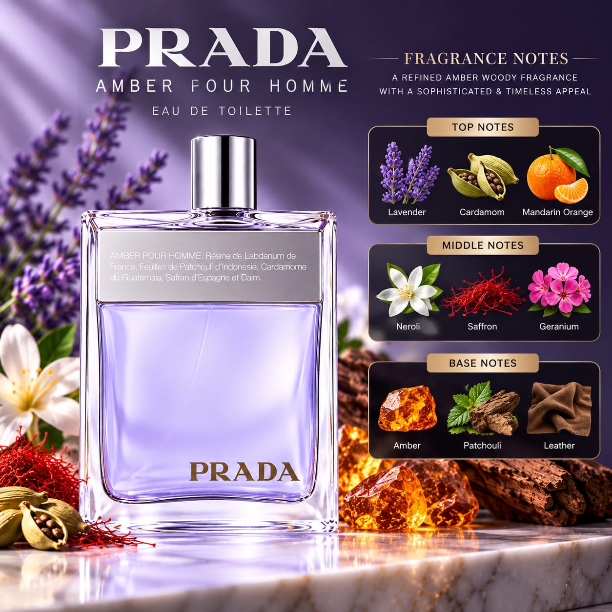 Prada Amber Pour Homme Perfume For Men EDT 100ml