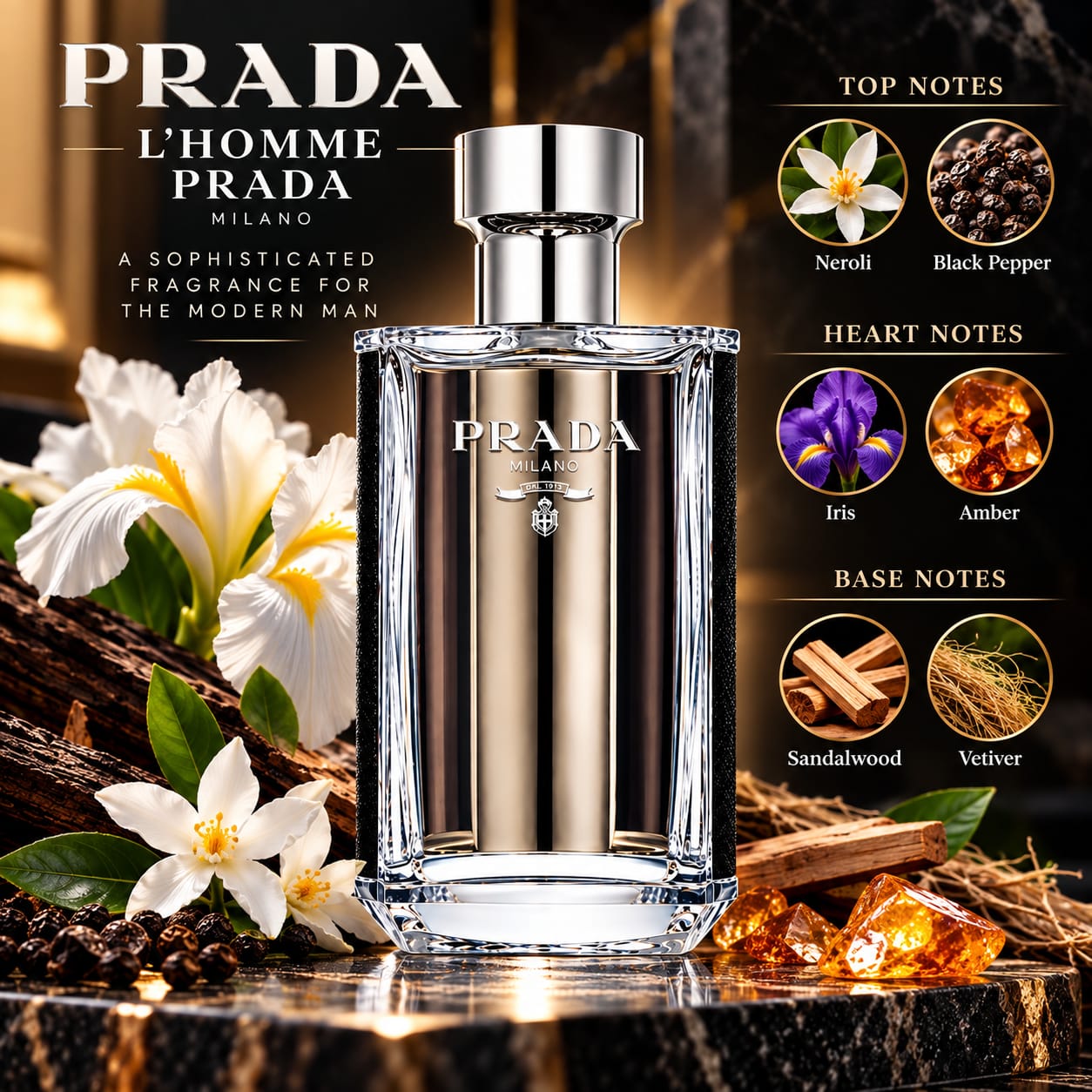 Prada L'Homme Milano Intense Perfume For Men EDP 100ml