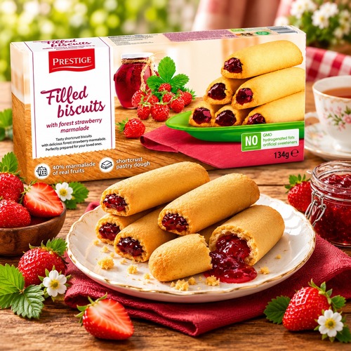 Prestige Filled Biscuits With Forest Strawberry Marmalade 134g