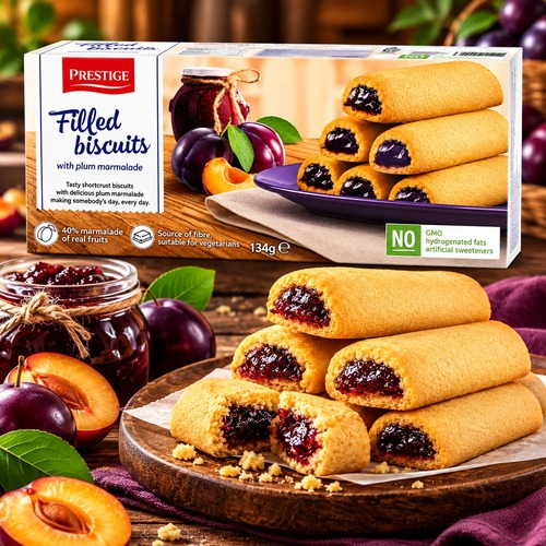 Prestige Filled Biscuits With Plum Marmalade 134g