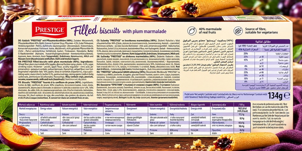 Prestige Filled Biscuits With Plum Marmalade 134g