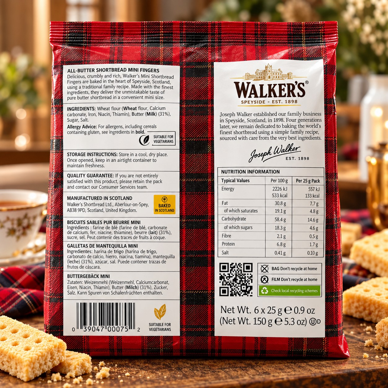 Walker's Wee Shorties Mini Shortbread Fingers 150gm