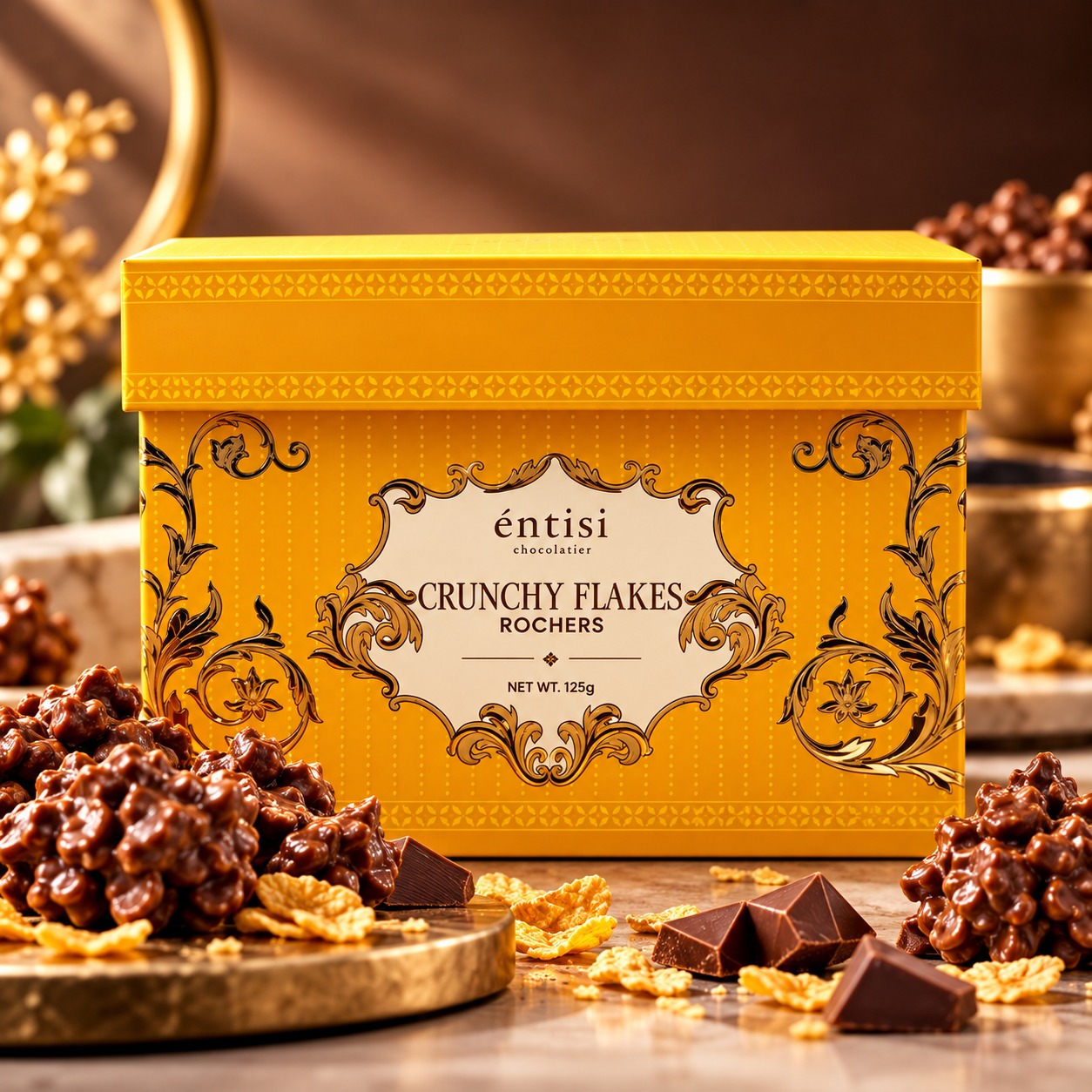 Entisi Chocolatier Crunchy Flakes Rochers 125gm