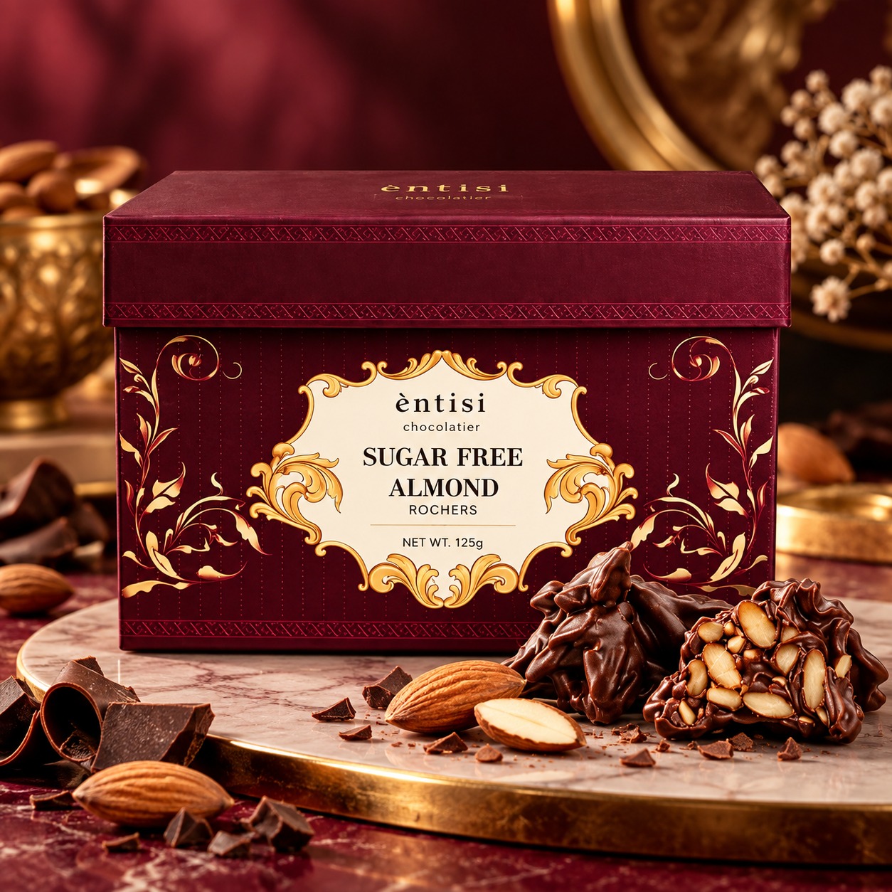Entisi Chocolatier Sugar Free Almond Rochers 125gm