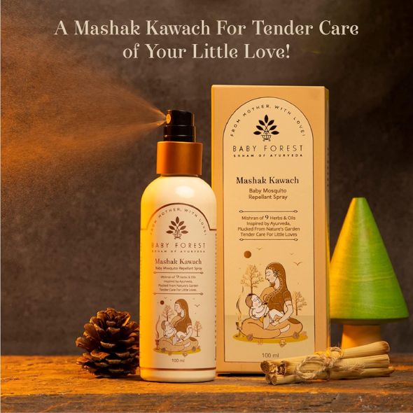 Mashak Kawach Mosquito Repellent Spray for Babies | With Lemongrass, Cedarwood & Lavender Oil