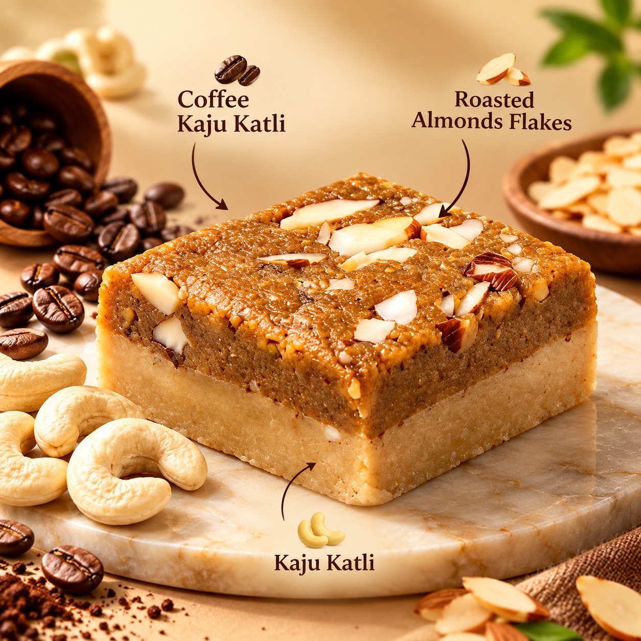 Saffron & Mishri Espresso Coffee Kaju Katli Bar 120g