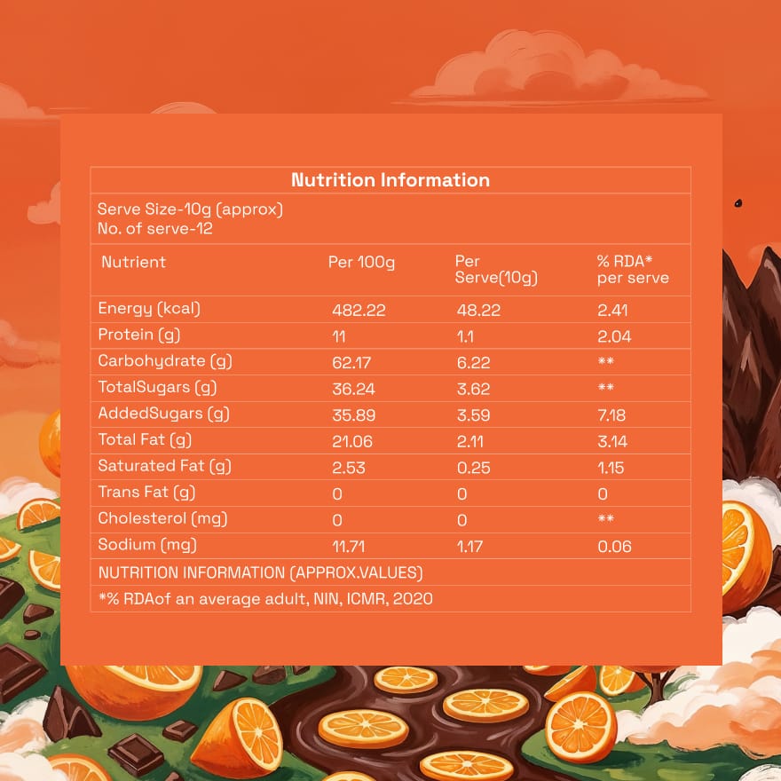 Saffron & Mishri Orange Cacao Kaju Katli Bar 120g