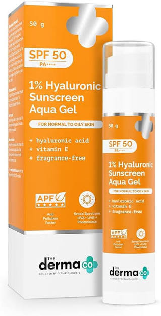 THE DERMA CO. 1%HYALURONIC ACID SUNSCREEN AQUA GEL 50SPF 50GM