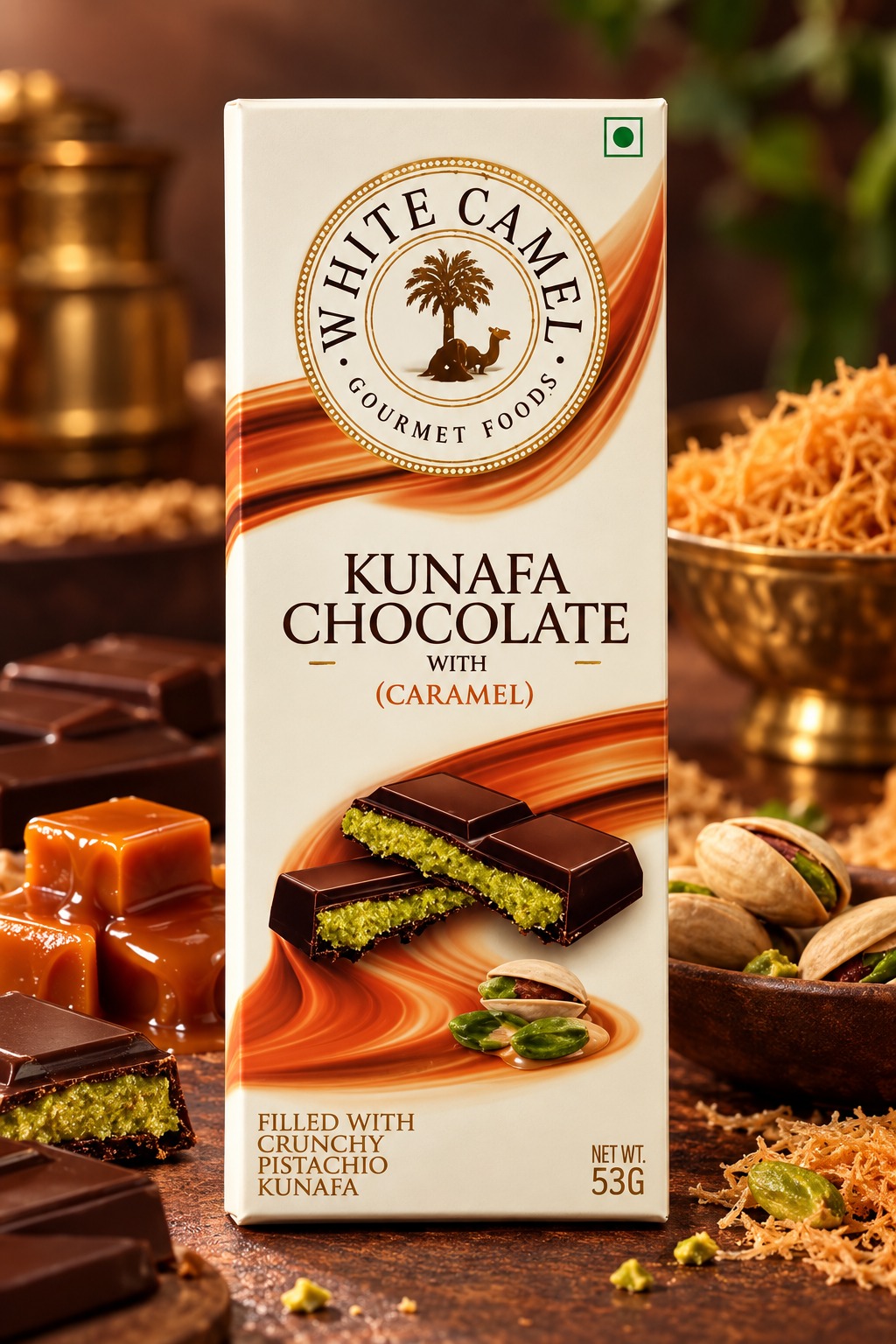 White Camel Kunafa Chocolate With Caramel 53gm