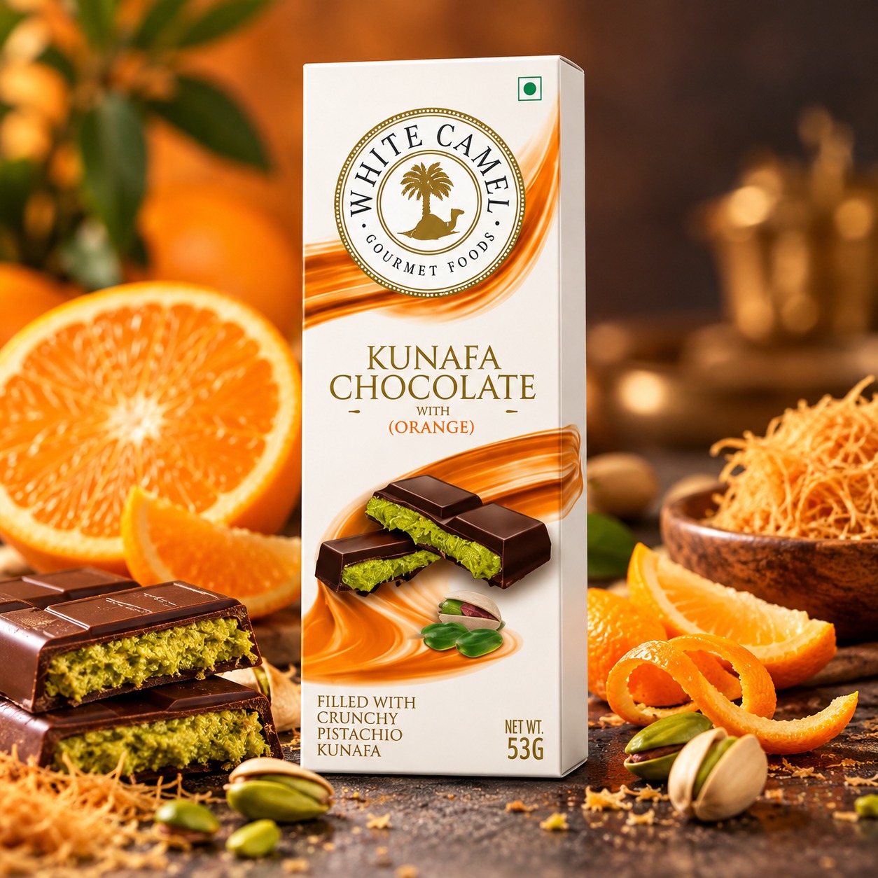 White Camel Kunafa Chocolate With Orange 53gm
