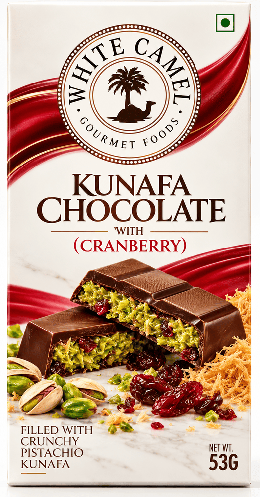 White Camel Kunafa Chocolate With Pistachio Cranberry 100gm