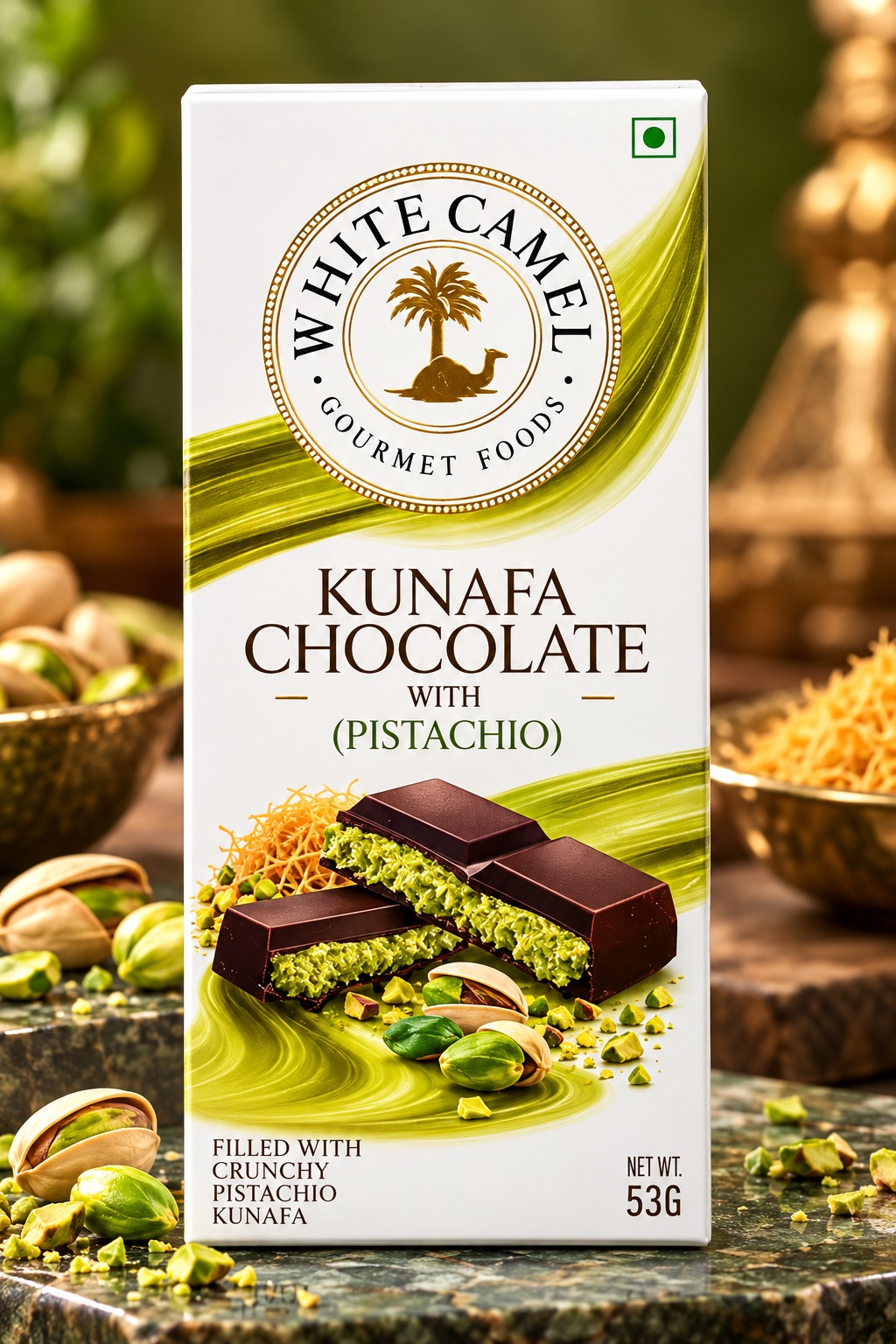 White Camel Kunafa Chocolate With Pistachio 100gm