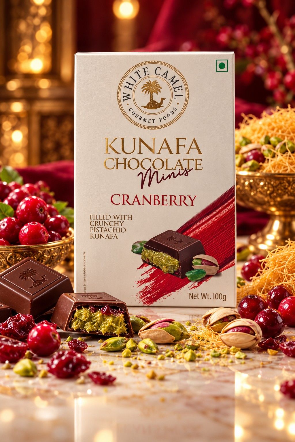 White Camel Kunafa Minis Cranberry Chocolate 100gm
