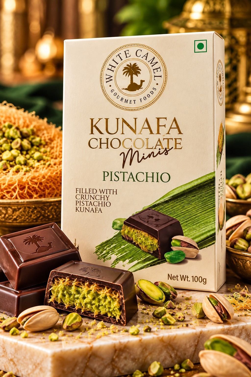 White Camel Kunafa Minis Pistachio Chocolate 100gm