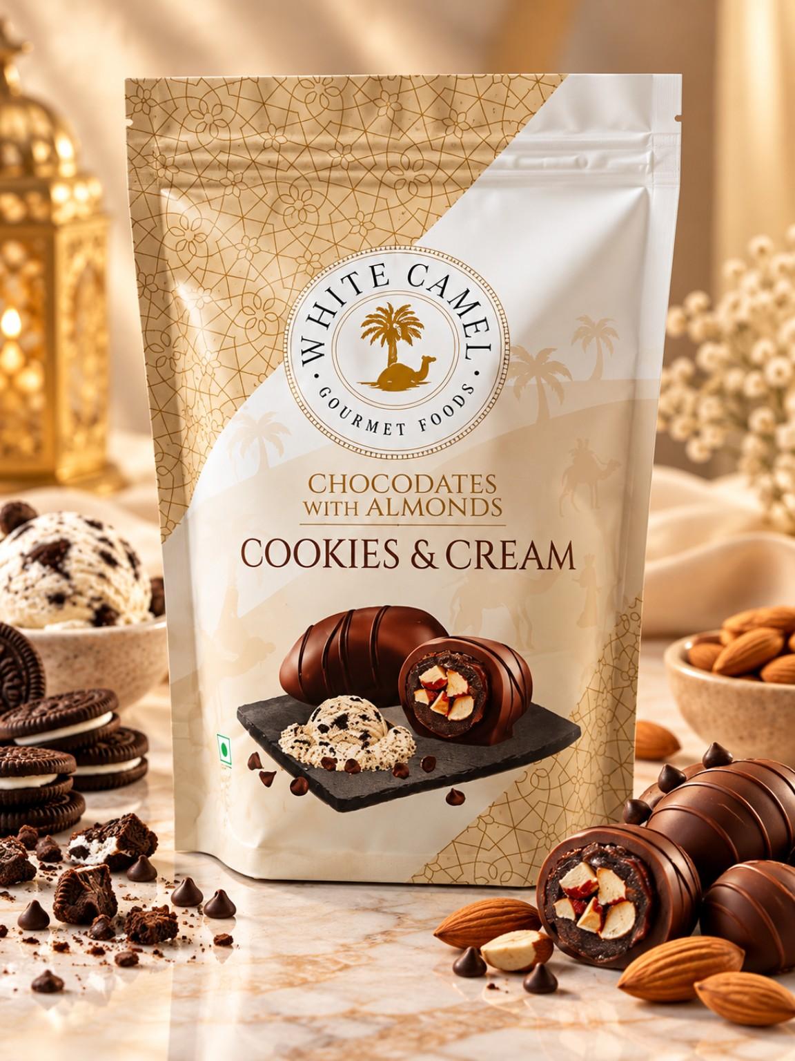 White Camel Chocodates With Almonds Cookies And Cream 200gm