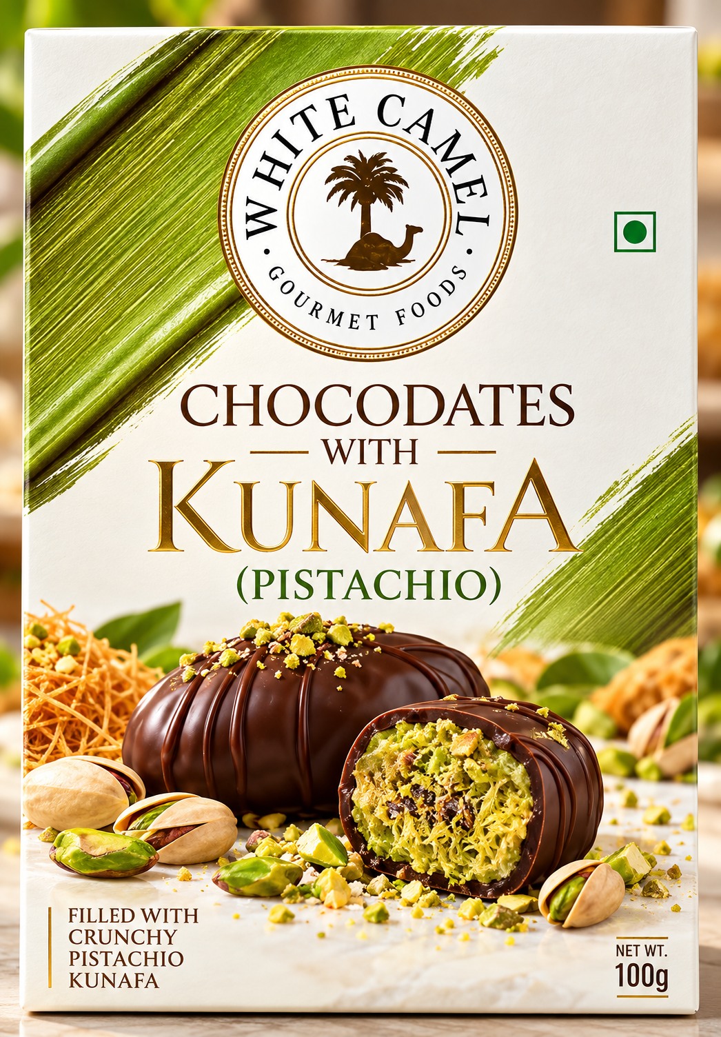 White Camel Chocodates With Kunafa Pistachio 100gm