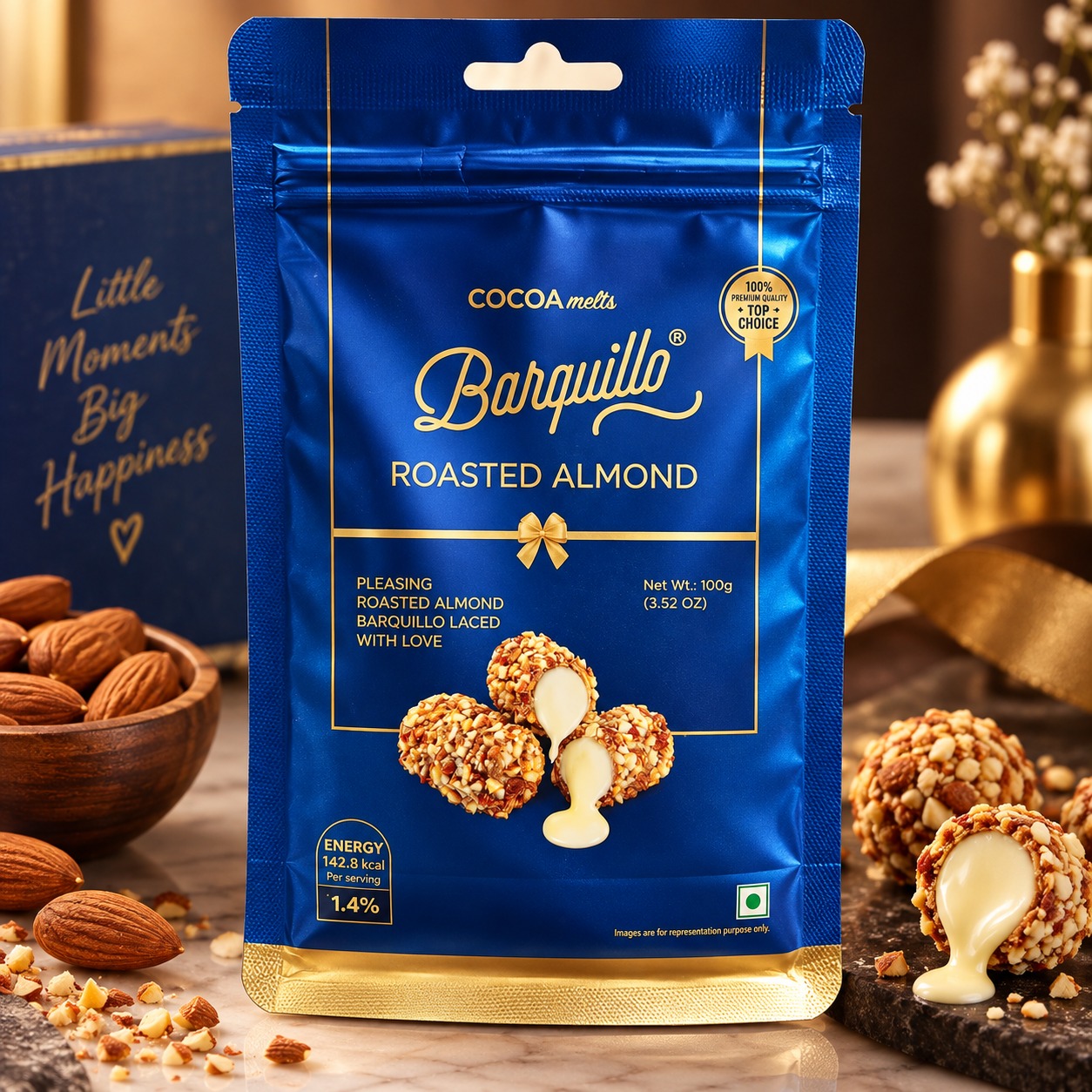 Cocoa Melts Barquillo Roasted Almond Pouch 100gm